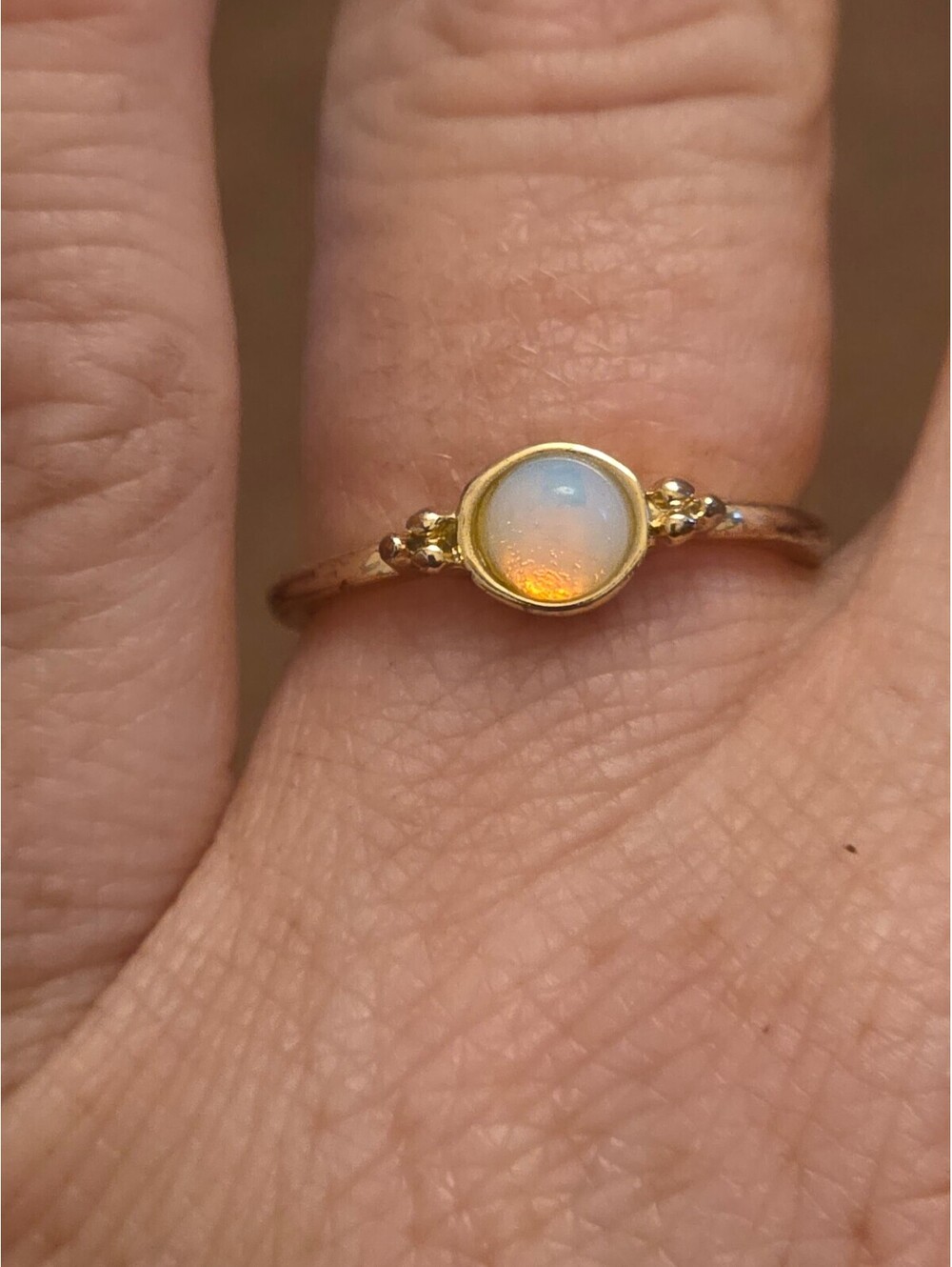 Vintage Faux Opal Bezel Solitaire Ring - Size 7